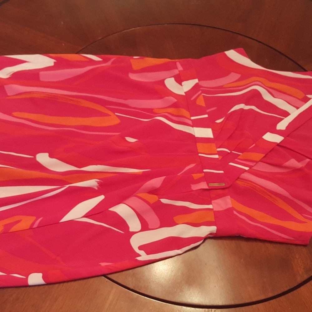 Multi-colored faux wrap front dress